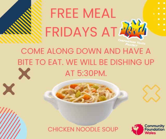 Don't forget its Free meal Friday tomorrow 🍽

Head on down for 17:30 where we will be dishing up 😀

Pop in and get out of the rain and enjoy a warm meal 👌

#CommunitiesTogether #communityfoundationwales #freemealfriday