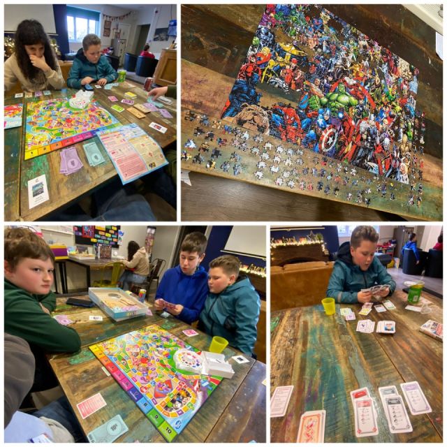 Game crazy day today with Game of Life, Monopoly Deal and puzzling! We also made some chocolate rice crispy cakes but, unsurprisingly, we didn't get a photo before everyone had eaten theirs!
