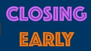 Notice to parents and young people. We will be closing at 5pm this Saturday (7th June)