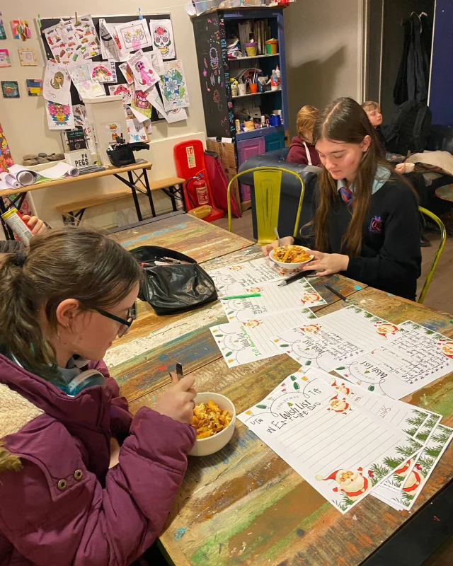 The young people loved our free meal last night which was chicken and bacon pasta bake. The young people helped make and serve thanks to #awardsforall We also made Christmas wishlists (no its not too early!!) and got out a new lego puzzle.