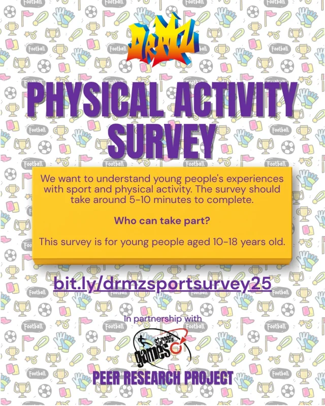 Share your thoughts on sport and physical activity! 🏋️‍♀️ 

We want to hear about your experiences, benefits, and challenges. Your input will help create a better environment for young people to get active! 💬 

Take the 5-10 min survey (ages 10-18) and make your voice heard! 🎉 

bit.ly/drmzsportsurvey25