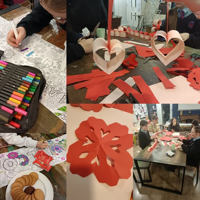 A very creative evening at Dr Mz tonight. We started making decorations for Dydd Santes Dwynwen and Valentine's Day.